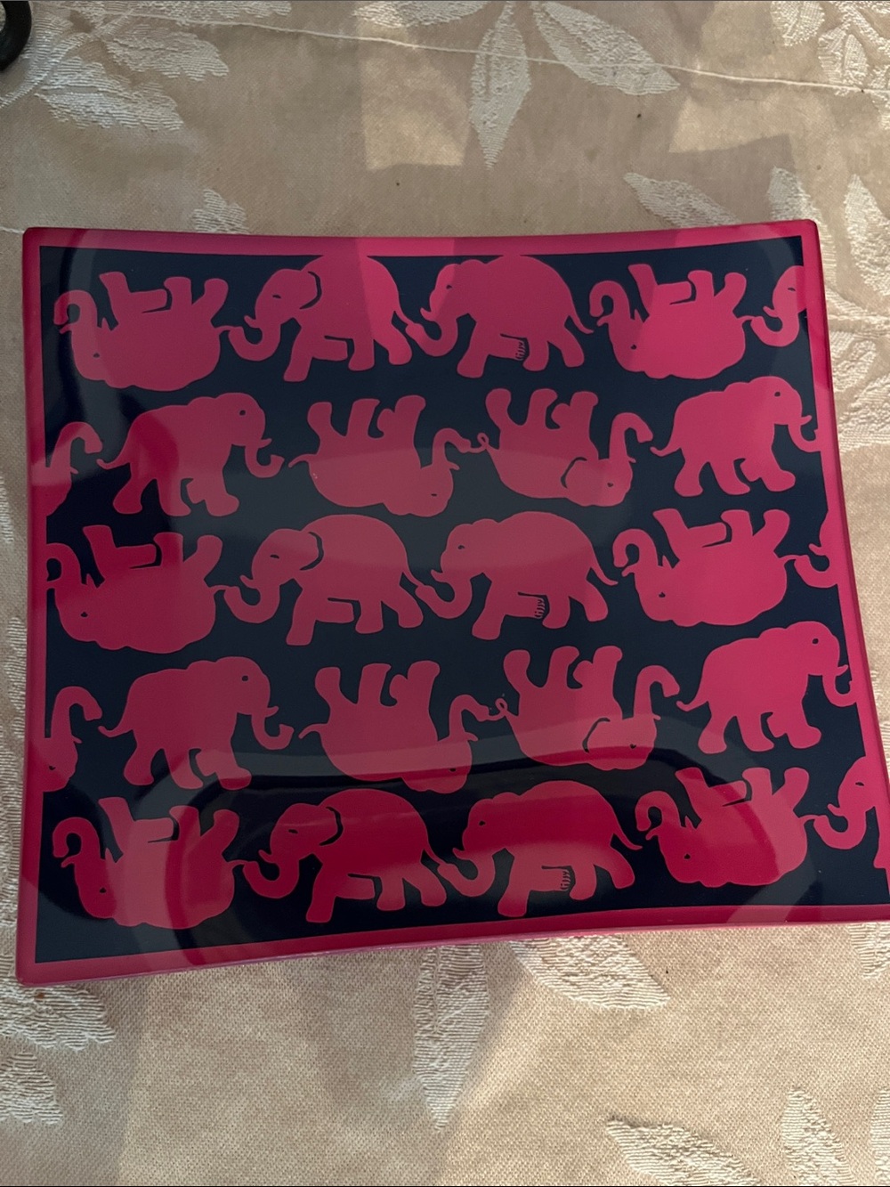 Lilly Pulitzer Hot Pink and Navy Elephant Decorative Tray